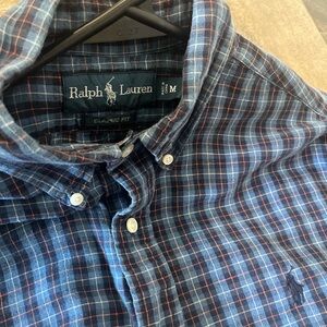 Ralph Lauren Men's Navy and Red Checkered Shirt